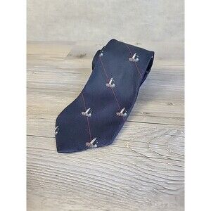Vintage Alynn Neckwear Tie Navy Blue With  Lighthouses & Red‎ Pinstripe 1982